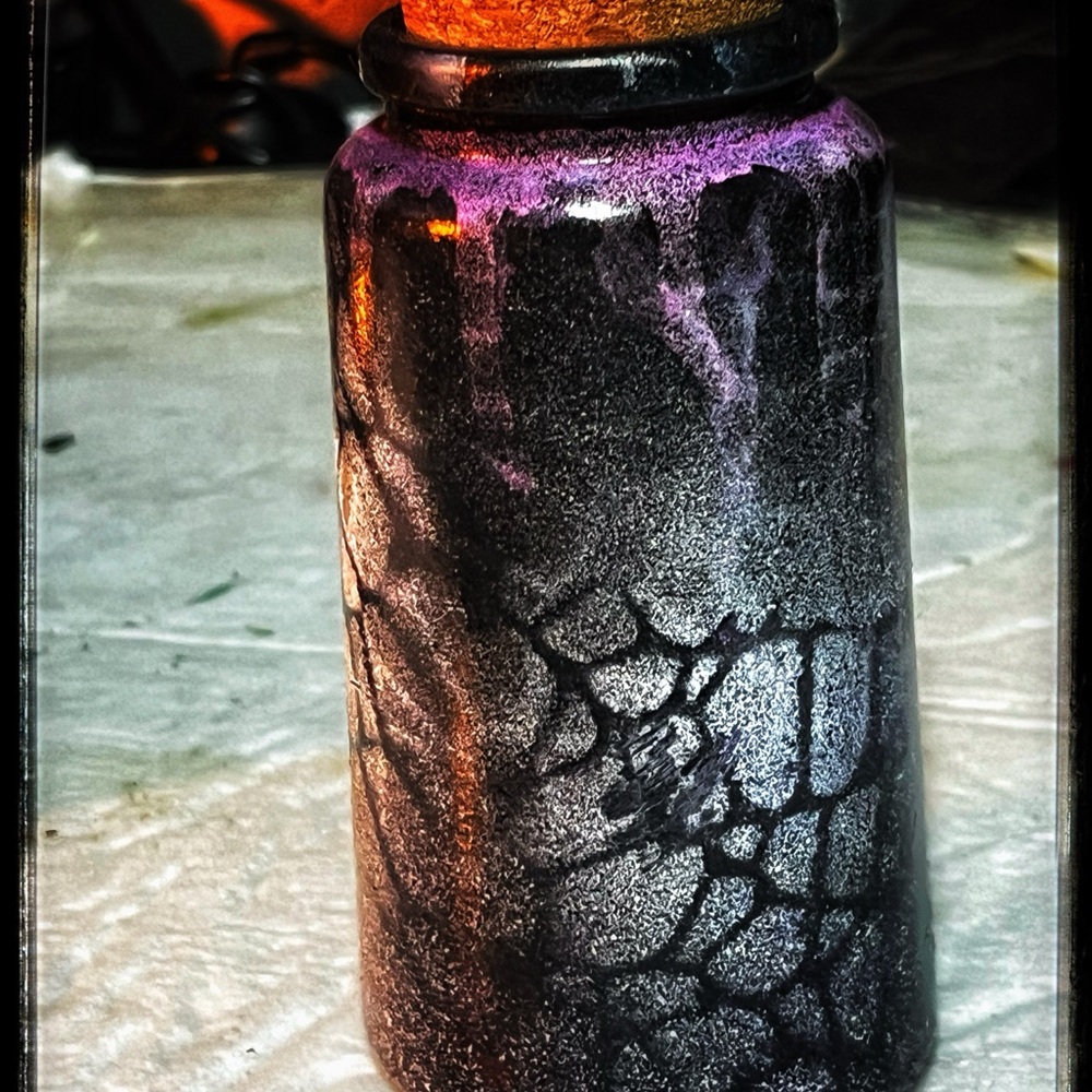 Elegant Crackle Glass Art Vase
